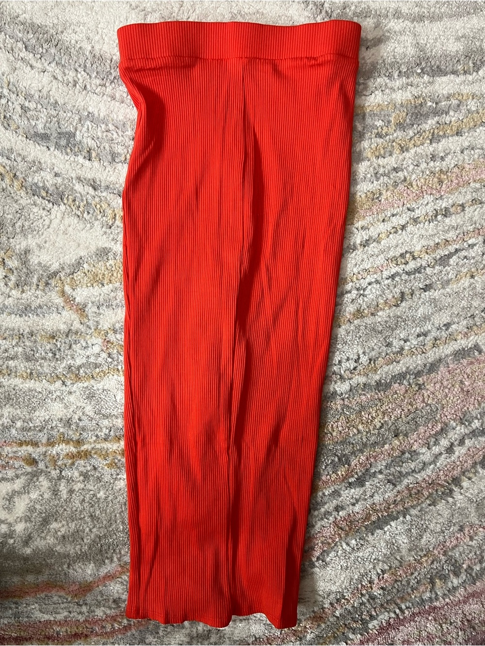 Fashion Nova Ribbed Zip-Front Pencil Skirt in Bright Orange - Picture 3 of 8